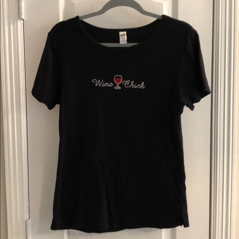 Wine Chick Crystal Embellished Tee